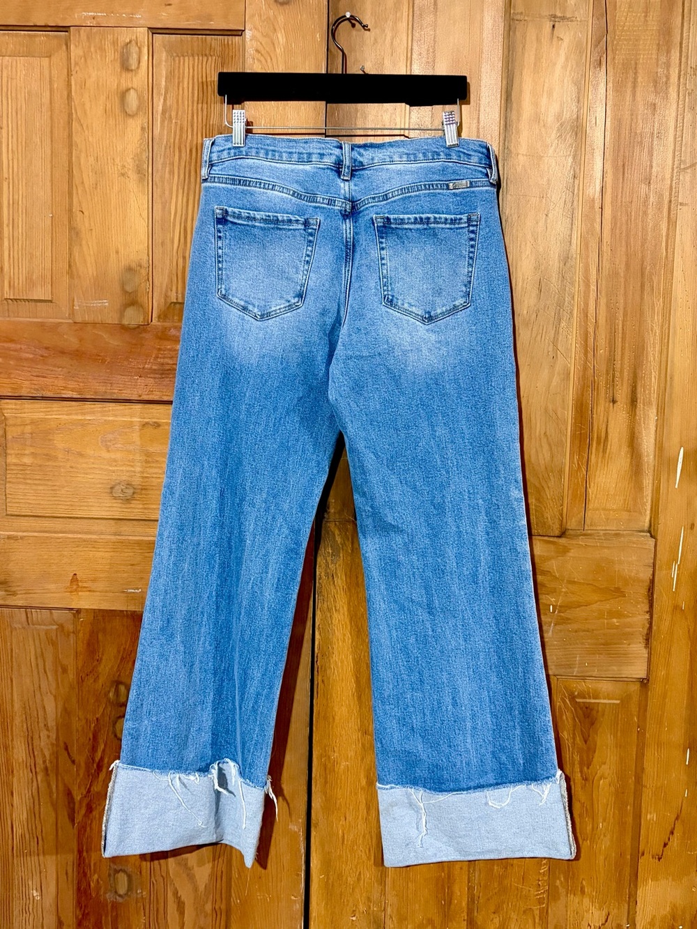 Kan Can – Mid Rise Wide Flare Cuff Jeans Medium Wash Raw Hem – Sz. 29 / 11 - Picture 6 of 8